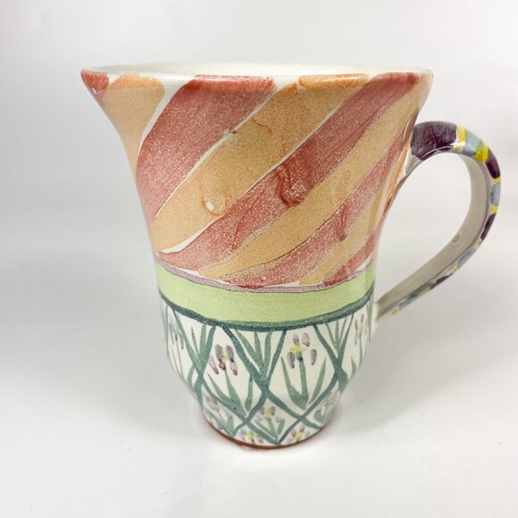 Mackenzie-Childs Hand-Painted Bearded Iris Pottery Mug 1994